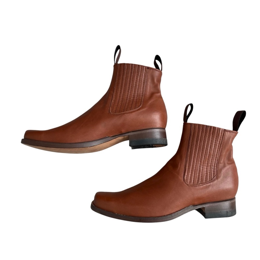 Handcrafted Handmade Soft Genuine Leather Chelsea Charro Boots Men’s Size 9 - Picture 6 of 12
